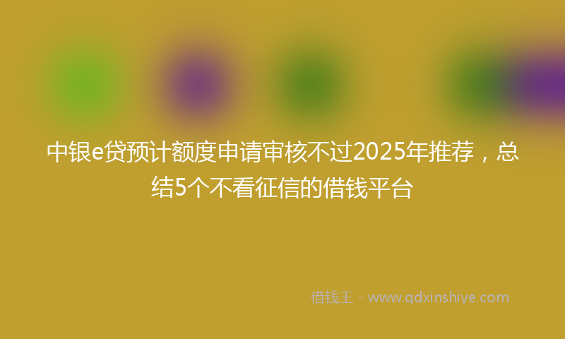 中银e贷预计额度申请审核不过2025年推荐，总结5个不看征信的借钱平台