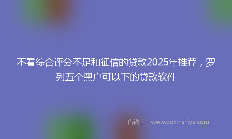 不看综合评分不足和征信的贷款2025年推荐，罗列五个黑户可以下的贷款软件