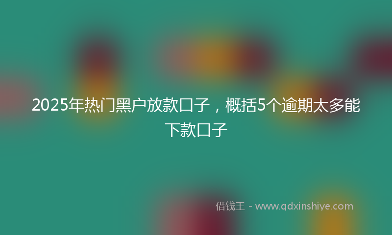 2025年热门黑户放款口子，概括5个逾期太多能下款口子