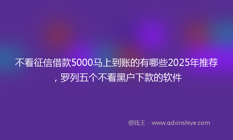 不看征信借款5000马上到账的有哪些2025年推荐，罗列五个不看黑户下款的软件