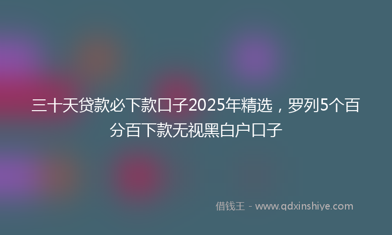 三十天贷款必下款口子2025年精选，罗列5个百分百下款无视黑白户口子