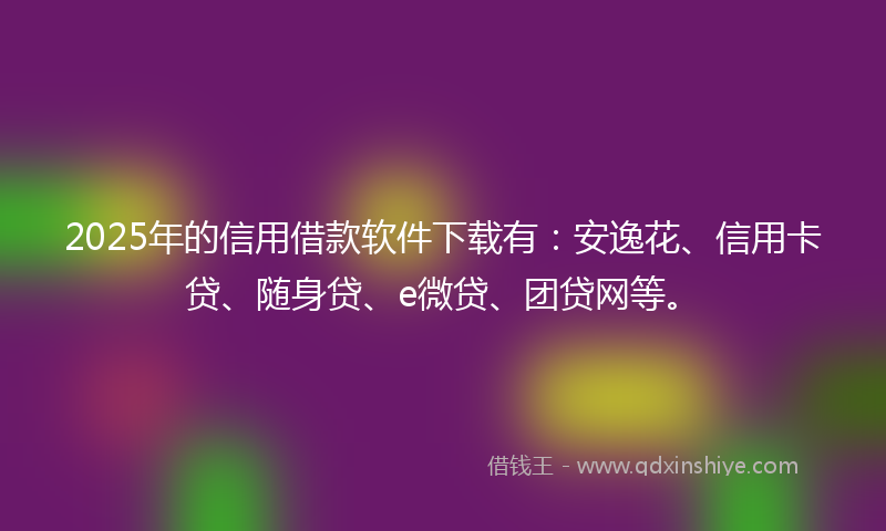 2025年的信用借款软件下载有：安逸花、信用卡贷、随身贷、e微贷、团贷网等。