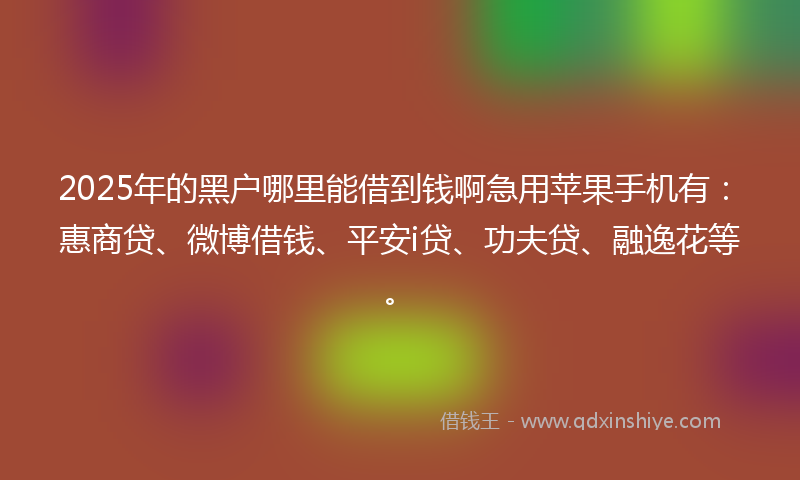 2025年的黑户哪里能借到钱啊急用苹果手机有：惠商贷、微博借钱、平安i贷、功夫贷、融逸花等。