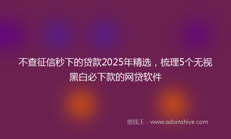 不查征信秒下的贷款2025年精选，梳理5个无视黑白必下款的网贷软件