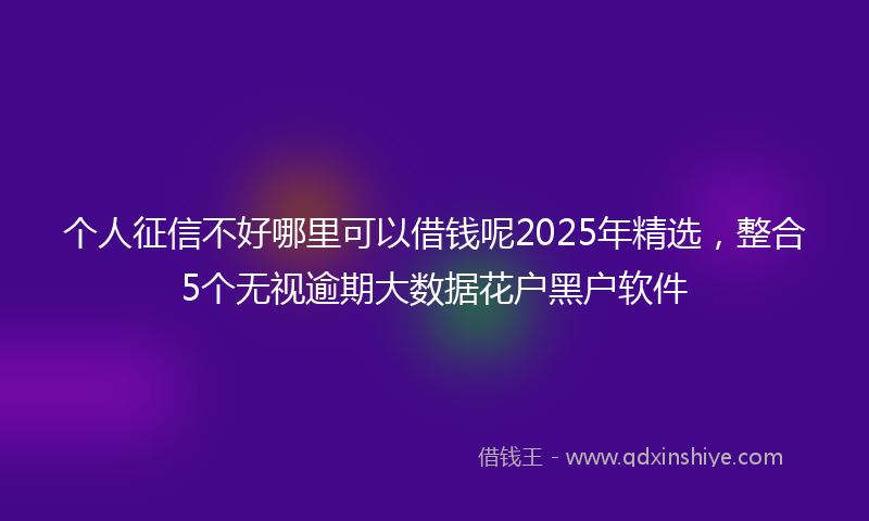 个人征信不好哪里可以借钱呢2025年精选，整合5个无视逾期大数据花户黑户软件