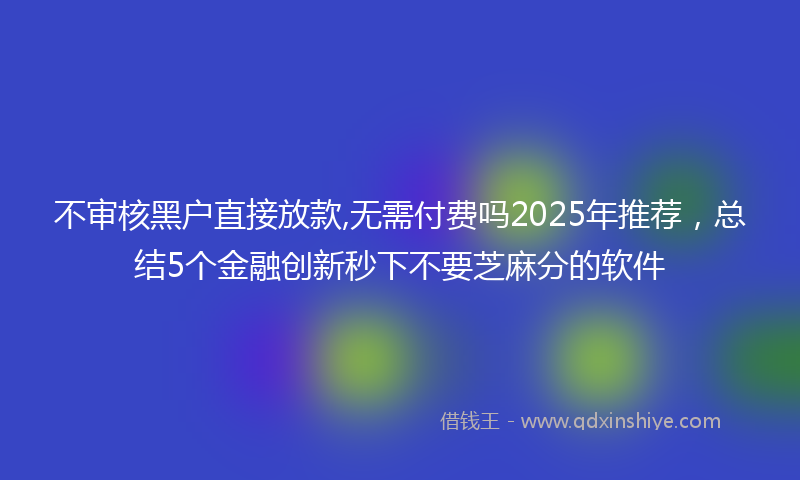 不审核黑户直接放款,无需付费吗2025年推荐，总结5个金融创新秒下不要芝麻分的软件