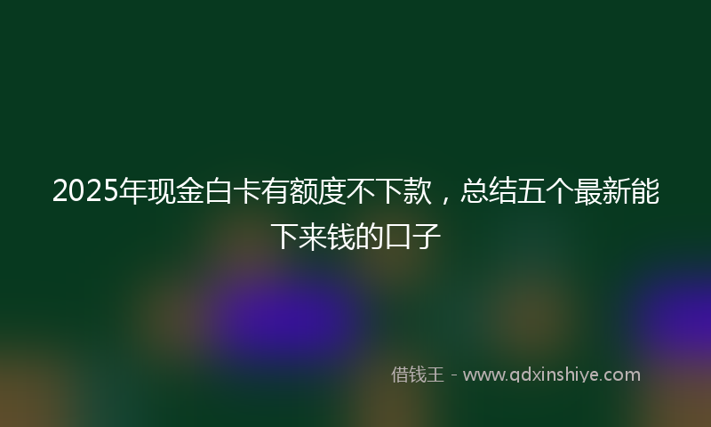 2025年现金白卡有额度不下款，总结五个最新能下来钱的口子