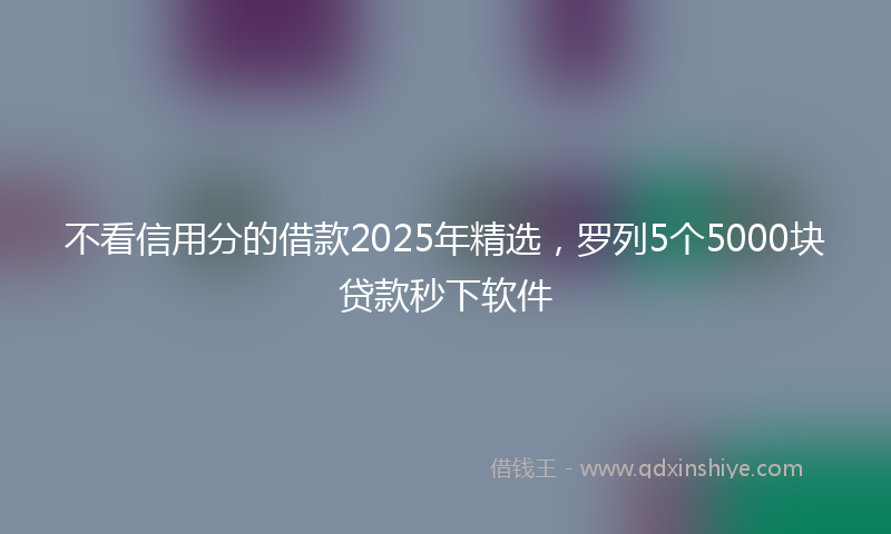 不看信用分的借款2025年精选，罗列5个5000块贷款秒下软件