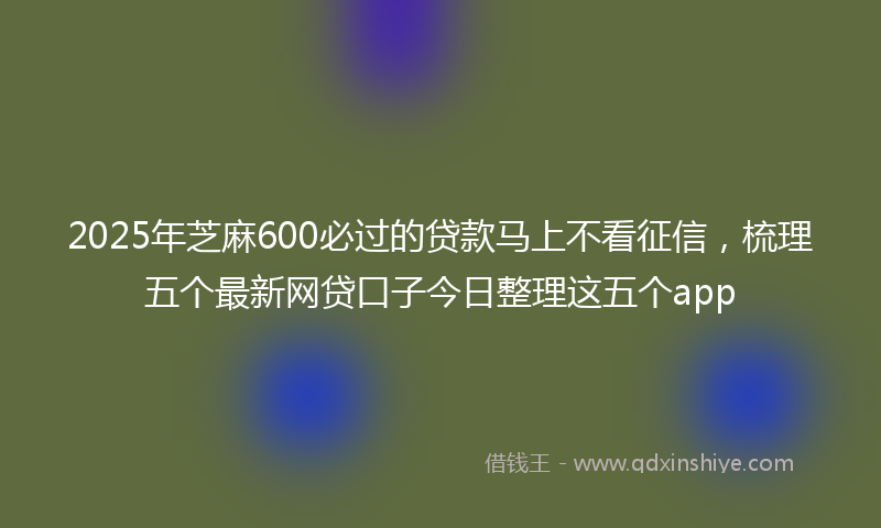 2025年芝麻600必过的贷款马上不看征信，梳理五个最新网贷口子今日整理这五个app