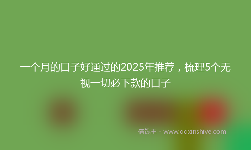 一个月的口子好通过的2025年推荐，梳理5个无视一切必下款的口子