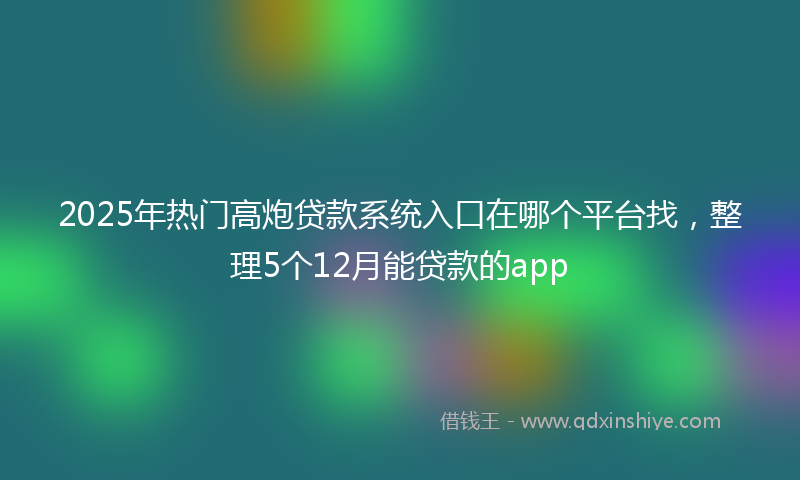 2025年热门高炮贷款系统入口在哪个平台找，整理5个12月能贷款的app