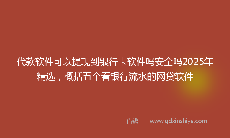 代款软件可以提现到银行卡软件吗安全吗2025年精选，概括五个看银行流水的网贷软件