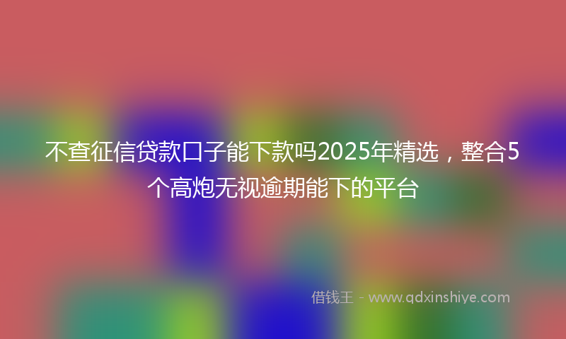 不查征信贷款口子能下款吗2025年精选，整合5个高炮无视逾期能下的平台