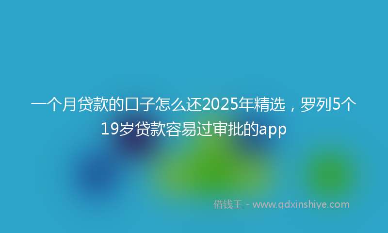 一个月贷款的口子怎么还2025年精选，罗列5个19岁贷款容易过审批的app