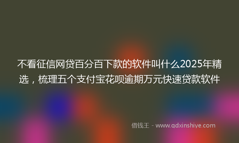 不看征信网贷百分百下款的软件叫什么2025年精选，梳理五个支付宝花呗逾期万元快速贷款软件