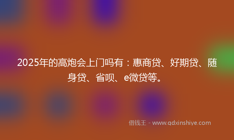 2025年的高炮会上门吗有：惠商贷、好期贷、随身贷、省呗、e微贷等。