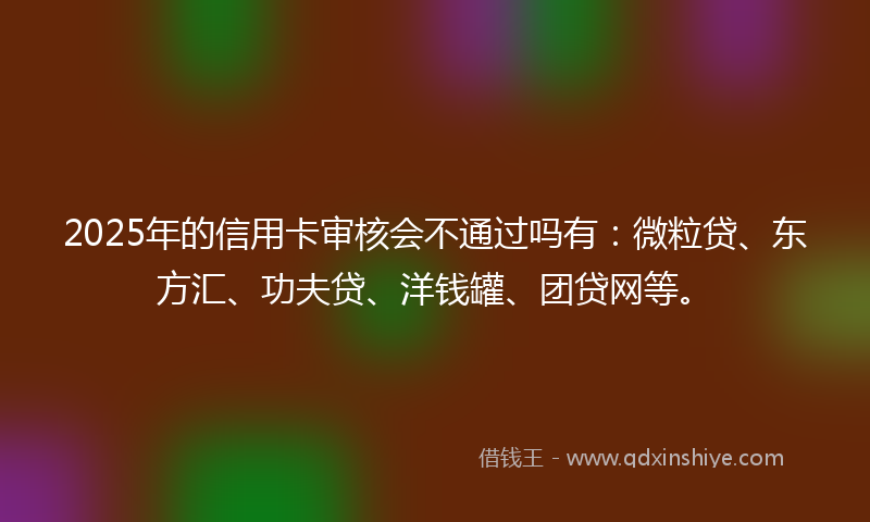 2025年的信用卡审核会不通过吗有：微粒贷、东方汇、功夫贷、洋钱罐、团贷网等。