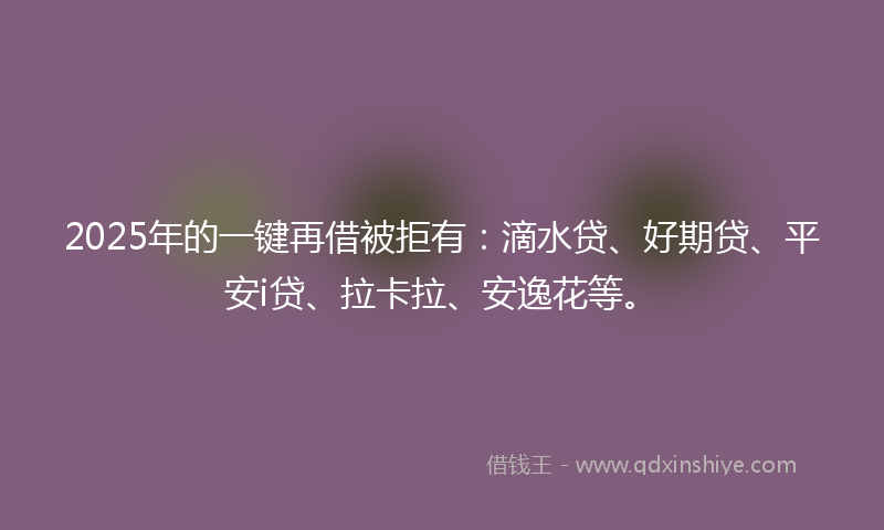 2025年的一键再借被拒有：滴水贷、好期贷、平安i贷、拉卡拉、安逸花等。