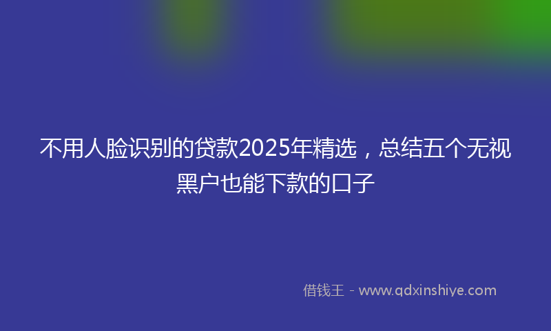 不用人脸识别的贷款2025年精选，总结五个无视黑户也能下款的口子