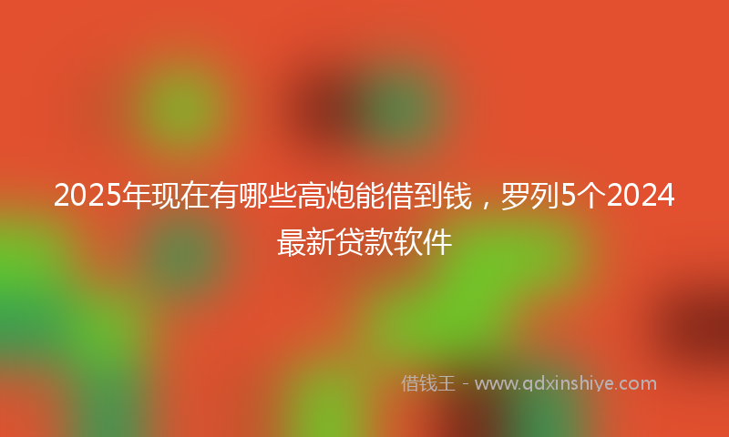 2025年现在有哪些高炮能借到钱，罗列5个2024最新贷款软件