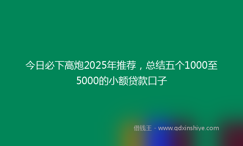 今日必下高炮2025年推荐，总结五个1000至5000的小额贷款口子