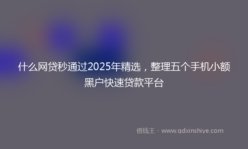 什么网贷秒通过2025年精选，整理五个手机小额黑户快速贷款平台