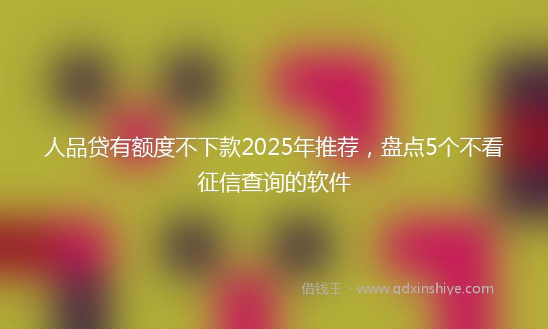 人品贷有额度不下款2025年推荐，盘点5个不看征信查询的软件