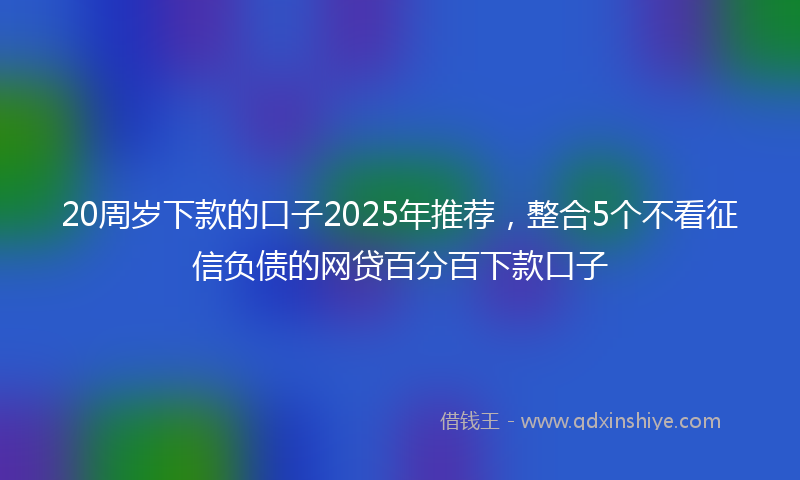 20周岁下款的口子2025年推荐，整合5个不看征信负债的网贷百分百下款口子