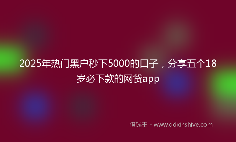 2025年热门黑户秒下5000的口子，分享五个18岁必下款的网贷app