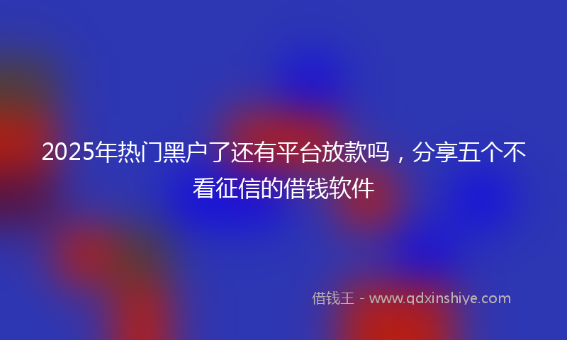2025年热门黑户了还有平台放款吗，分享五个不看征信的借钱软件