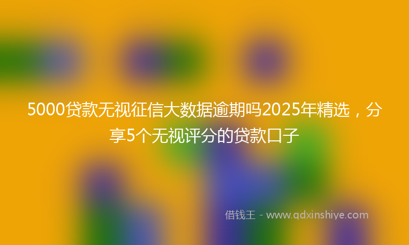 5000贷款无视征信大数据逾期吗2025年精选，分享5个无视评分的贷款口子