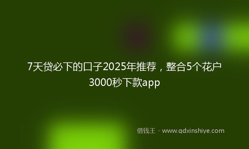 7天贷必下的口子2025年推荐，整合5个花户3000秒下款app