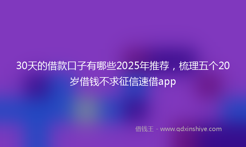30天的借款口子有哪些2025年推荐，梳理五个20岁借钱不求征信速借app