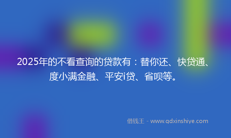 2025年的不看查询的贷款有：替你还、快贷通、度小满金融、平安i贷、省呗等。