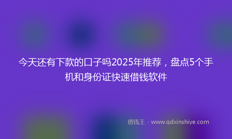 今天还有下款的口子吗2025年推荐，盘点5个手机和身份证快速借钱软件