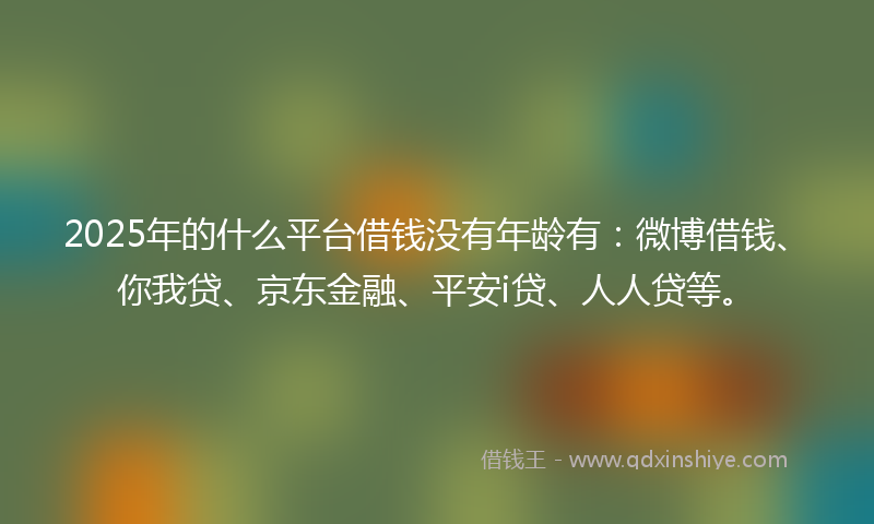 2025年的什么平台借钱没有年龄有：微博借钱、你我贷、京东金融、平安i贷、人人贷等。
