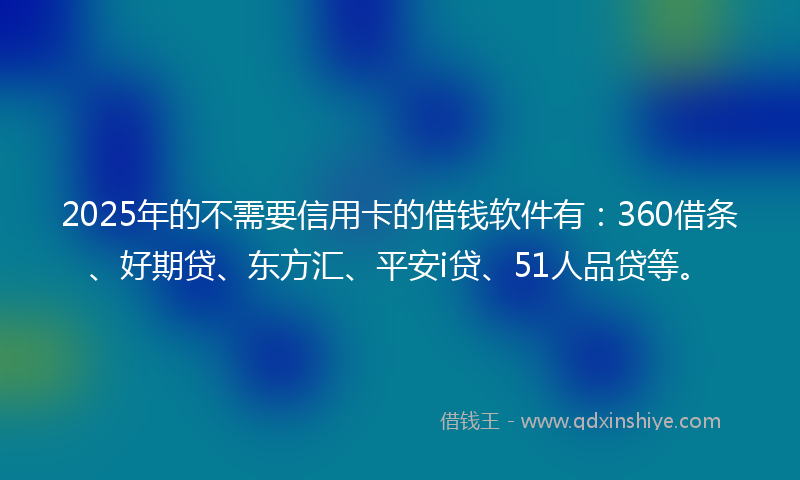 2025年的不需要信用卡的借钱软件有：360借条、好期贷、东方汇、平安i贷、51人品贷等。
