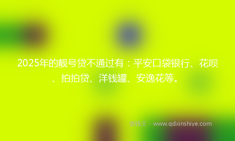 2025年的靓号贷不通过有：平安口袋银行、花呗、拍拍贷、洋钱罐、安逸花等。