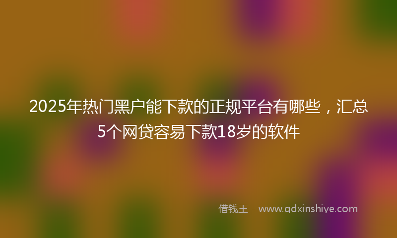 2025年热门黑户能下款的正规平台有哪些，汇总5个网贷容易下款18岁的软件
