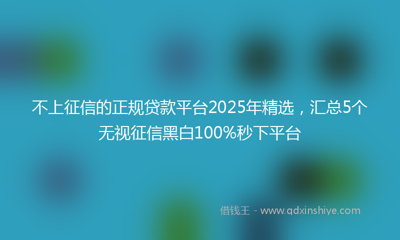 不上征信的正规贷款平台2025年精选，汇总5个无视征信黑白100%秒下平台