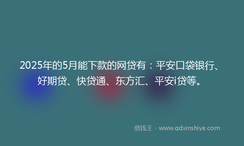 2025年的5月能下款的网贷有：平安口袋银行、好期贷、快贷通、东方汇、平安i贷等。