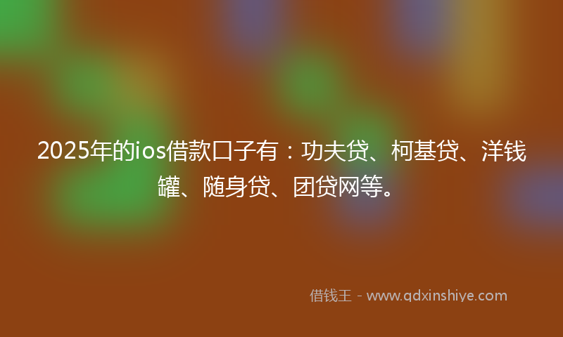 2025年的ios借款口子有：功夫贷、柯基贷、洋钱罐、随身贷、团贷网等。