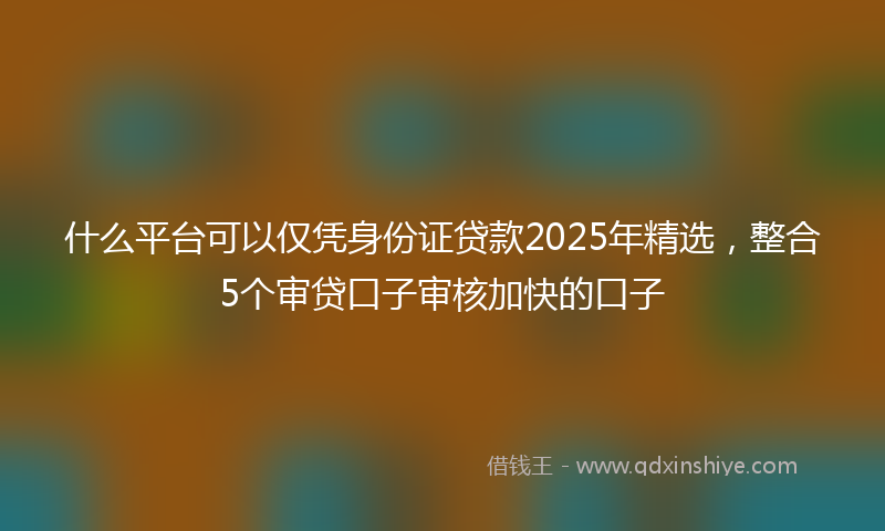 什么平台可以仅凭身份证贷款2025年精选，整合5个审贷口子审核加快的口子