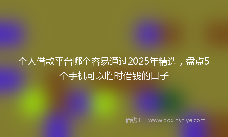 个人借款平台哪个容易通过2025年精选，盘点5个手机可以临时借钱的口子