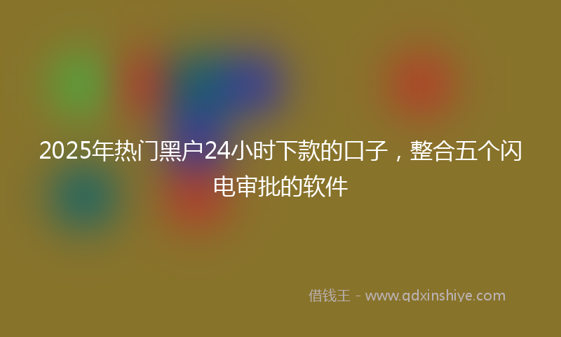 2025年热门黑户24小时下款的口子，整合五个闪电审批的软件
