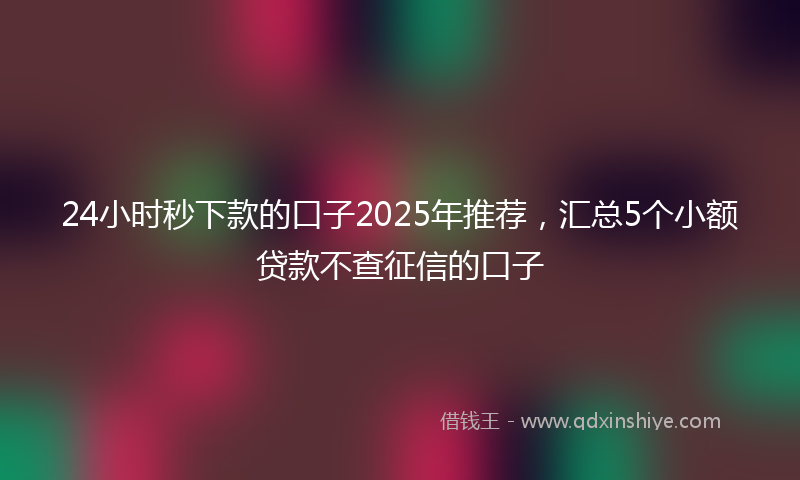 24小时秒下款的口子2025年推荐，汇总5个小额贷款不查征信的口子