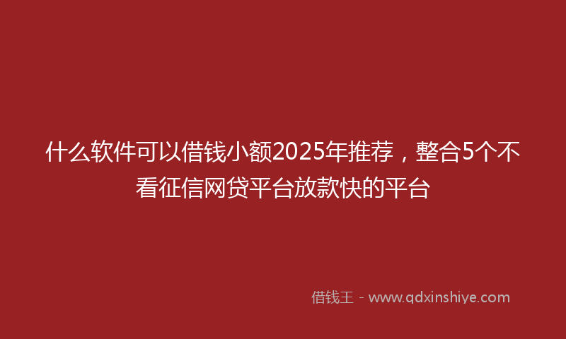 什么软件可以借钱小额2025年推荐，整合5个不看征信网贷平台放款快的平台