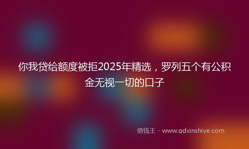 你我贷给额度被拒2025年精选，罗列五个有公积金无视一切的口子