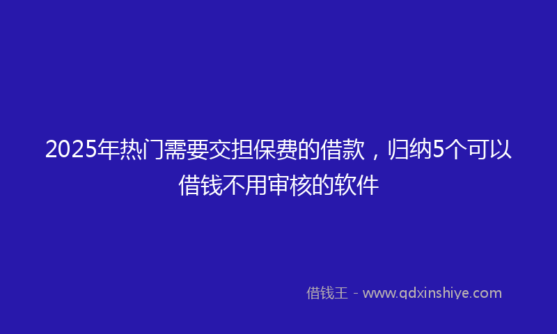 2025年热门需要交担保费的借款，归纳5个可以借钱不用审核的软件