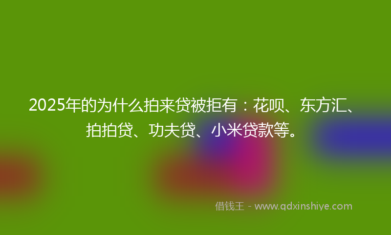 2025年的为什么拍来贷被拒有：花呗、东方汇、拍拍贷、功夫贷、小米贷款等。